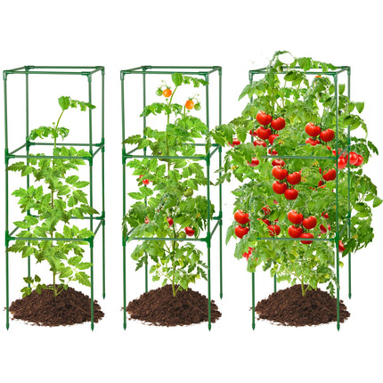 PAMASE 45x14.5x14.5in Square Tomato Cage for Garden, 3 Pack