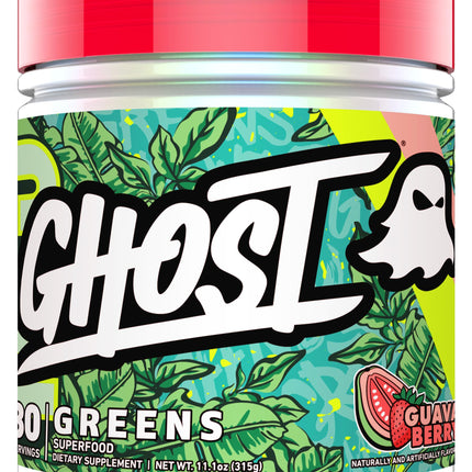 GHOST Greens Powder, Guava Berry - 30 Servings - 19 Superfood Greens & Reds Powder, Fruits, Vegetables, Spirulina, & Chlorella, Prebiotics, 10 Billion CFU Probiotic & Digestive Enzymes - Gluten-Free