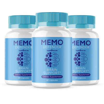 (3 Pack) Memo Defender Capsules, Official Memo Defender Support Supplement Pills, Memo Defender Advanced Formula Capsule, Memodefender All Natural Pills Health Reviews, 3 Month Supply (180 Capsules)