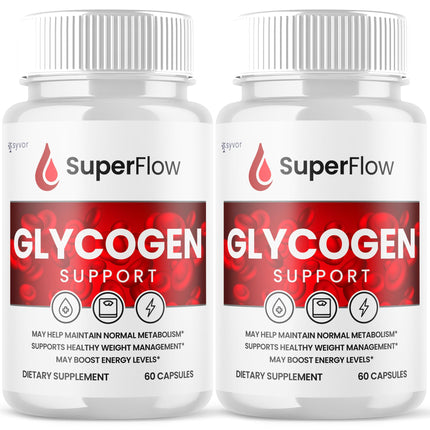 (2 Pack) Super Flow Glycogen Support, Official SuperFlow Advanced Formula Glyco Optimizer Capsules, All Natural Super Flow Pills, Daily Wellness Supplement to Support Healthy Balance (120 Capsules)