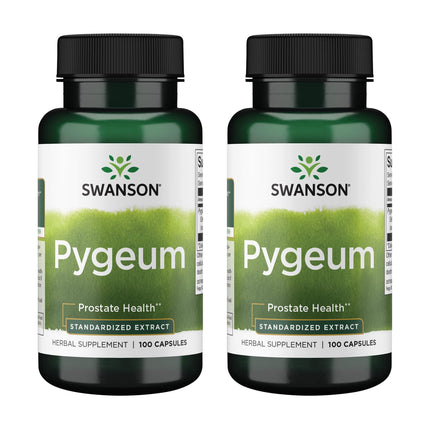 Swanson Pygeum Herbal Supplement for Men Over 40 Seeking Prostate, Bladder, and Urinary Tract Support - (100 Capsules, 2 Pack)