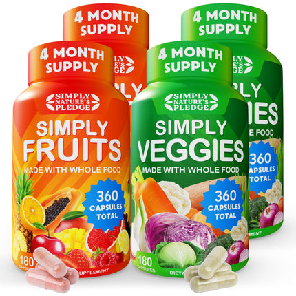 Simply Nature's Pledge Herbal Supplement - Packed with 42 Different Fruits & Vegetables - Made with Whole Food Superfoods - with Aloe Vera - 100% Soy Free - 180 Capsules - 4 Month Supply