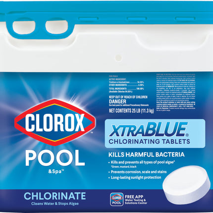 Clorox® Pool&Spa™ XtraBlue 3” Swimming Pool Chlorinating Tablets, Kills Bacteria & Stops Algae (25 LB)