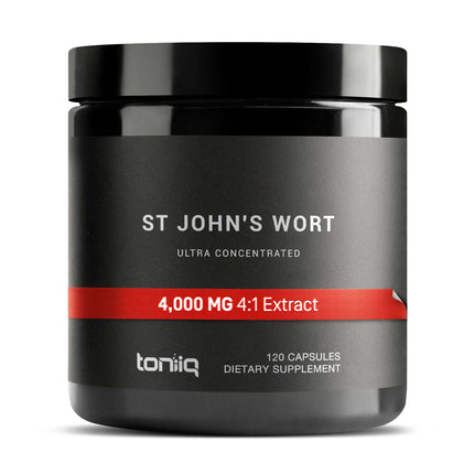 Toniiq 1,000mg Ultra High Strength St. John's Wort Capsules (Non-GMO) - 4X Concentrated Extract - 0.3% Hypericin - Highly Purified and Bioavailable - 120 Capsules