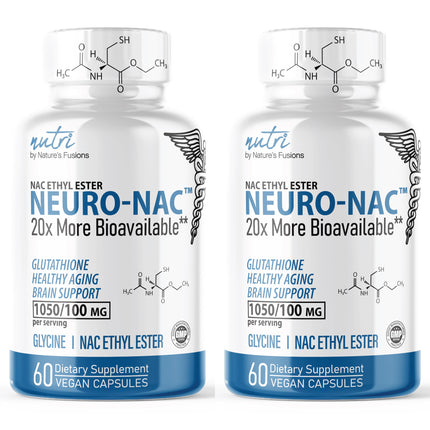 Neuro NAC Supplement N-Acetyl Cysteine Ethyl Ester (Pack of 2) - 20x More Bioavailable Than NAC 600 mg - Boost Glutathione 20x - 30x More - N Acetyl Cysteine Ethyl Ester - NACET (120 Capsules) - Nutri
