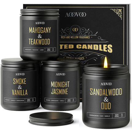 AOOVOO Scented Candles for Men - 4 Pack Candles for Home Scented