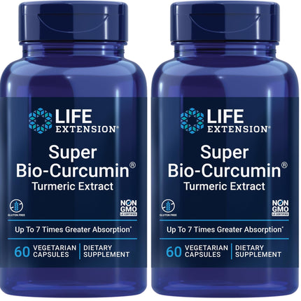 Life Extension Super Bio-Curcumin Turmeric Extract – Highly-Absorbable Curcumin for Whole-Body Health Support – Gluten-Free, Non-GMO, Vegetarian – 60 Vegetarian Capsules (Pack of 2)