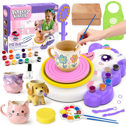 Pottery Wheel for Kids, Unicorn Craft Kit Arts and Crafts for Kid Ages 6-12