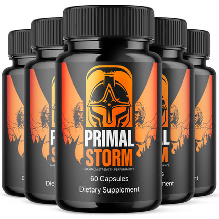 (5 Pack) Primal Storm Capsules, PrimalStorm Pills for Men with All Natural Ingredients, Advanced Formula Men's Health and Wellness Support Pill, Maximum Strength Multivitamin Supplement (300 Capsules)