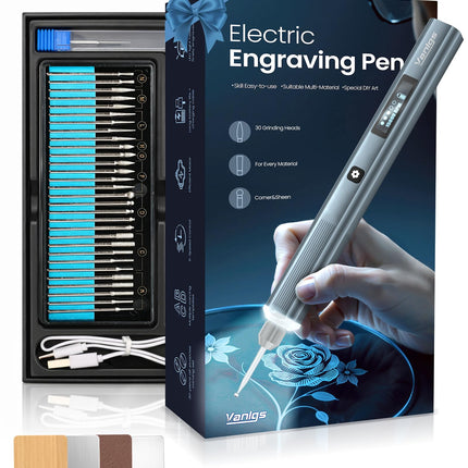 Vanlgs Engraving Pen for Metal Wood Glass Plastic Gift for Teens, Grey Pro