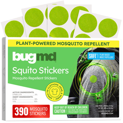 BugMD Squito Stickers Mosquito Repellent Patch Stickers for Adults (390 Patches), Safe & Effective Insect Repellent Patches for Toddlers, Kids, Camping, Beach & Outdoor Essentials