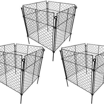 3 Pack Plant Protectors from Animals, 12Pcs 1" Mesh DIY Plant Cages 13.8"x13.8"x12", Metal Garden Animal Barrier with Stakes, Keep Rabbits & Chipmunks Out for Vegetables, Shrubs & New Plants