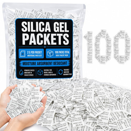 Sukh 100PCS Silica Gel Packets - 2g Desiccant Beads Moisture Absorbers