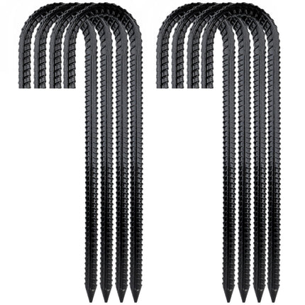 Garden Stakes Galvanized Steel, 12IN J Hook Ground Anchors Heavy Duty Rebar Stakes for Outdoor Decorations, Tent, Fencing and Landscape 8 Pack