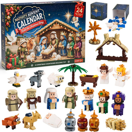Nativity Advent Calendar 2026 for Kids, 24-Day Christmas Building Block Set
