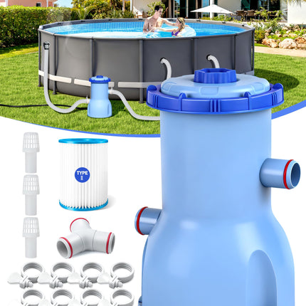 LuxBlue 2026 Improved 530 GPH Small Pool Filter Pump | ETL Certified Cartridge Filter Pump for Above Ground Pools | Water Circulation System- Quickly Remove Debris, Enhance Crystal-clear Pool Water