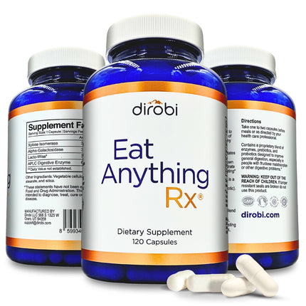 Eat Anything Xylose Isomerase Enzyme - Fructose Malabsorption & FODMAP Digestive Support, Alpha Galactosidase, Fructan Hydrolase, Gas & Bloating Relief, 30 Capsules