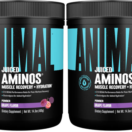 Animal Juiced Amino Acids - BCAA Powder EAA Matrix Plus Hydration with Electrolytes and Sea Salt Anytime Recovery and Improved Performance,Grape Flavor,30 Servings,(Pack of 2)