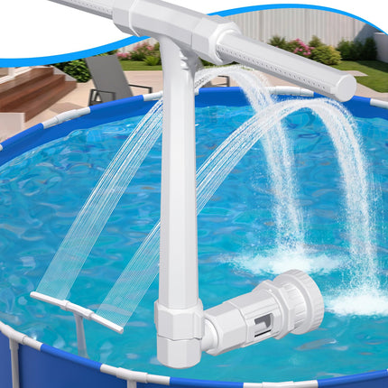 POOLHOUR 2026 Height Upgrade Pool Fountain - Dual Spray High-Pressure Adjustable Waterfall Sprinkler Cooler for Above-Ground & Inground, 360° Cooling Jet & Relaxation Features,White