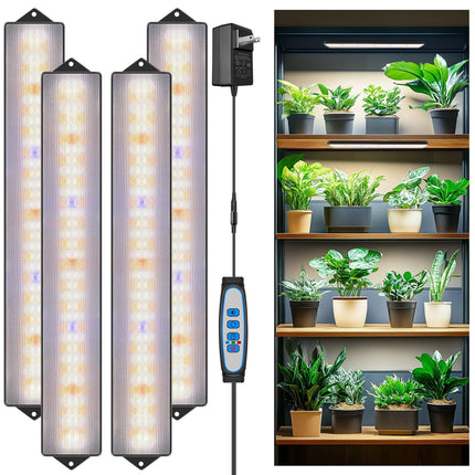Wolezek Grow Light Strips for Indoor Plants, 420 LEDs Full Spectrum Plant Light for Indoor Growing with 6/12/16H Auto Timer, Grow Lamp Bar for Seedling Succulent, 13.8 Inches, 4 Pack