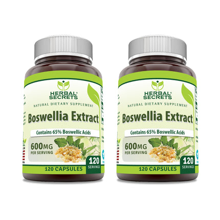 Herbal Secrets Boswellia Serrata Extract (65% Boswellic Acids) 600 mg Capsules Supplement | Non-GMO | Gluten Free (120 | 2 Pack)