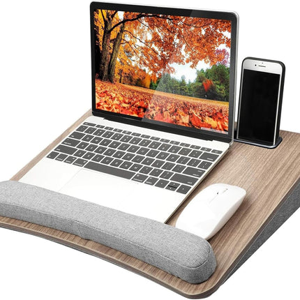 HUANUO Laptop Lap Desk with Cushion, Fit up to 15.6" Laptops, Woodgrain
