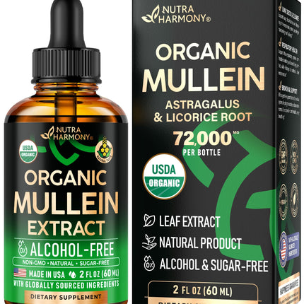 Mullein Drops for Lungs - USDA Organic Liquid - Mullein Leaf Extract Supplement - Made in USA - Lung & Bronchial Cleanse for Smokers - Respiratory Health Support - As Tincture, Tea, Pills - 2 fl oz
