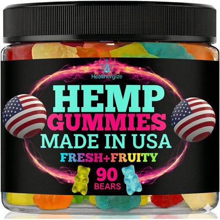 Hemp Gummies for Sleep and Rest-Natural Hempseed Oil Infused, Fresh Fruity Flavors Tasty Candy-Made in USA-Relaxation Gummy Bear Edibles-90 Count Bears