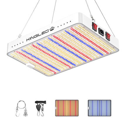 KingLED KP2000 LED Grow Light for Indoor Plants, Full Spectrum Plant Light with Veg & Bloom Mode, 200W Hanging Growing Lamp for Seed Starting Seedlings Vegetable Hydroponic Greenhouse, 3x3 Grow Tent