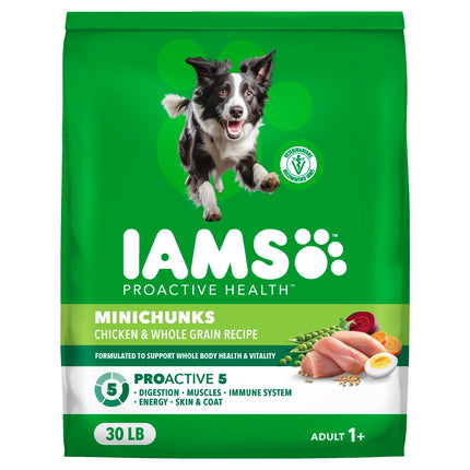 IAMS Proactive Health Adult Minichunks Dry Dog Food, Chicken, 30 lb