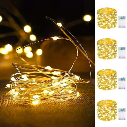 4 Pack Fairy Lights Battery Operated 16FT 50 LED String Lights Warm White