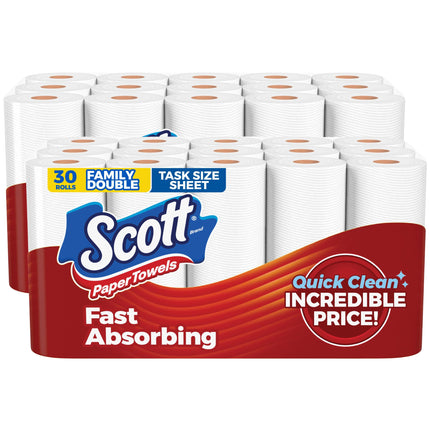 Scott Paper Towels, Task Size, 30 Family Double Rolls, 119 Sheets Per Roll