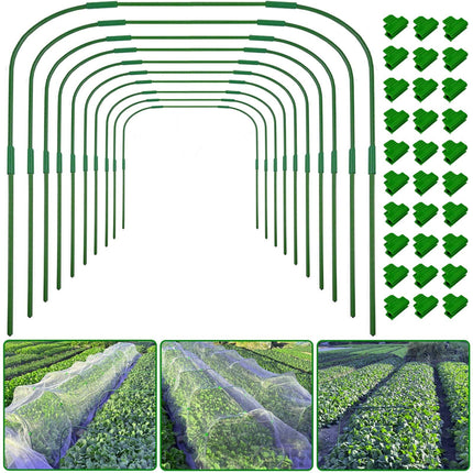 10 Sets Greenhouse Hoops Grow Tunnel-41.3" W x 31.5" H with 30 PCS Clamps,DIY Garden Hoop Plastic Rustproof Support Frame Garden Hoop Stakes for Plants Fruits Vegetables Raised Garden Beds Row Cover