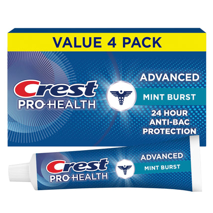 Crest Pro-Health Advanced Antibacterial Protection Toothpaste,5 oz 4 Pack, Teeth Whitening for adults, Breath Freshener, for Sensitive Teeth, Gum Health, Gingivitis toothpaste, Travel Size Toiletries