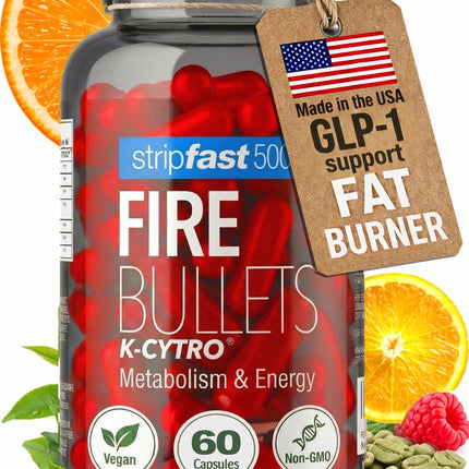 Fire Bullets Weight Loss Pills for Women & Men, Fat Burner GLP-1 Support, Appetite Suppressant, Diet Pills with Green Tea & Cayenne, 60 Capsules