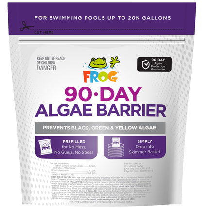 FROG 90-Day Algae Barrier - Dry Formula Algaecide Prevents Black, Green and Yellow Algae for Pools up to 20,000 Gallons - Pool Maintenance & Algae Prevention - 2 Pods