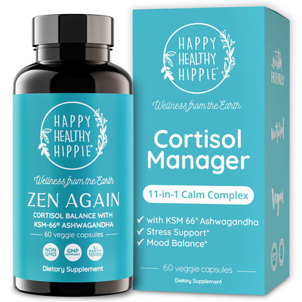 Zen Again Cortisol Manager for Women with KSM-66 Ashwagandha, L-Theanine & Magnesium Glycinate | Stress, Sleep & Calm Cortisol Supplement for Women, 11-in-1 Adaptogen Blend, Vegan, 60 Ct (30 Servings)