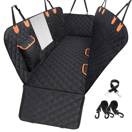 EasyHaWei Dog Car Seat Cover for Back Seat 600D Scratchproof Nonslip Durable Waterproof Cars Pet Backseat Covers with Mesh Window Dogs Hammock for Car，SUV, Truck (60" W x 64" L)