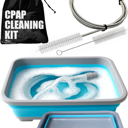 CPAP Cleaning Kit Hose and Mask for CPAP Hanger Dryer with 6.9 ft Thick Wire Brush, Collapsible Wash Basin, Compatible with 22mm and 15mm Hose, Extra Soft Bristles Cleaner CPAP Supplies