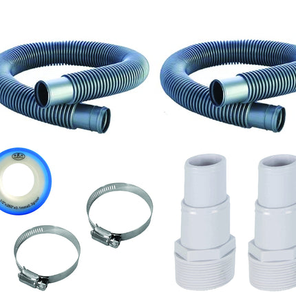 FibroPool 1.5" Pool Filter Hose Replacement Kit – 3 ft & 6 ft Hoses, Clamps, Adapters & PTFE Tape – Above Ground Pool Pump & Sand Filter Hose – Universal Fit