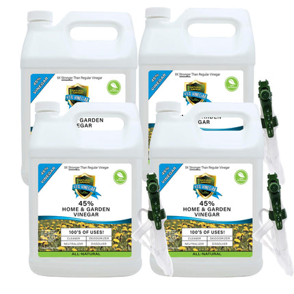 Natural Armor 45% Vinegar Industrial Strength Concentrate - Extra Strength - 9X Stronger Than Regular Vinegar (Case of 4-128 Oz Gallons)