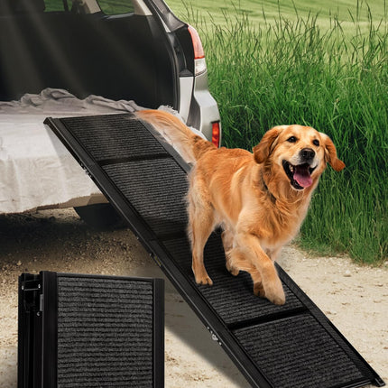 Folding Dog Ramp for Car SUV Truck, 17.3" x 71" Portable Pet Ramp for Large Dogs, Lightweight Non-Slip Dog Car Ramp, Sturdy Dog Ramp for Cars and High Beds, Easy to Carry and Store