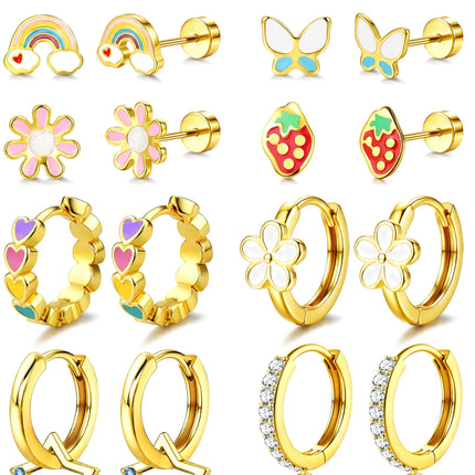 YADOCA Hypoallergenic Flat Back Earrings for Girls Women Surgical Steel