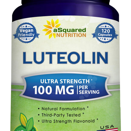 Luteolin 100mg - 120 Capsules - Luteolin Supplement & Powder Complex Pills Commonly Taken with Quercetin - Supports Brain & Memory Health
