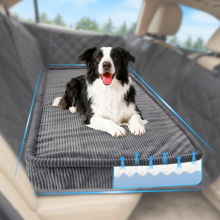 Loiion Thickened 4 in Orthopedic Dog Car Bed, Non-Slip Backseat Pet Mat, Removable Washable for SUVs/Sedans/Trucks, Plush Comfort for Large/Senior Dogs, Easy Clean (Dark Gray, (50" L×24.6" W×4" H))