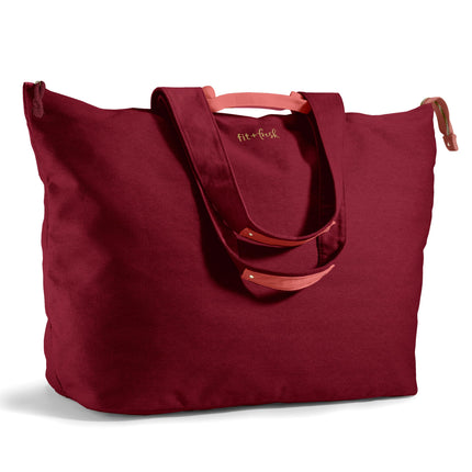 Fit & Fresh Large Beach Bag for Women - Extra Large Travel Tote With Pockets, Cranberry