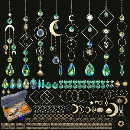 Sun Catcher Kits for Adults, 228pcs DIY Suncatcher Making Supplies Arts and Crafts for Girls Women Hanging Ornaments for Indoor Windows Prism with Crystal Balls Gift for Birthday Mother's Day