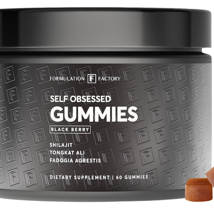 Formulation Factory Self Obsessed Shilajit Gummies for Men, Tongkat Ali + Fadogia Agrestis Supplement, Energy, Strength, Drive & Vitality Support, Natural Masculinity Formula, 60 Count (Pack of 1)