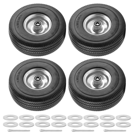 BIEAMA 2 Pack 10" Solid Rubber 4.10/3.50-4 Flat Free Tire, Raised Tread