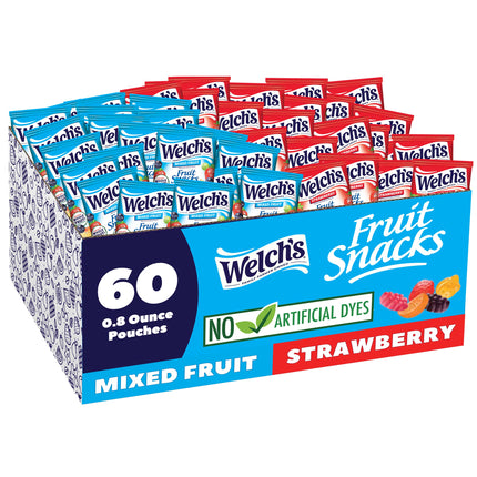 Welch's Fruit Snacks - Mixed Fruit, Strawberry  - 0.8 Oz - 60 Pack